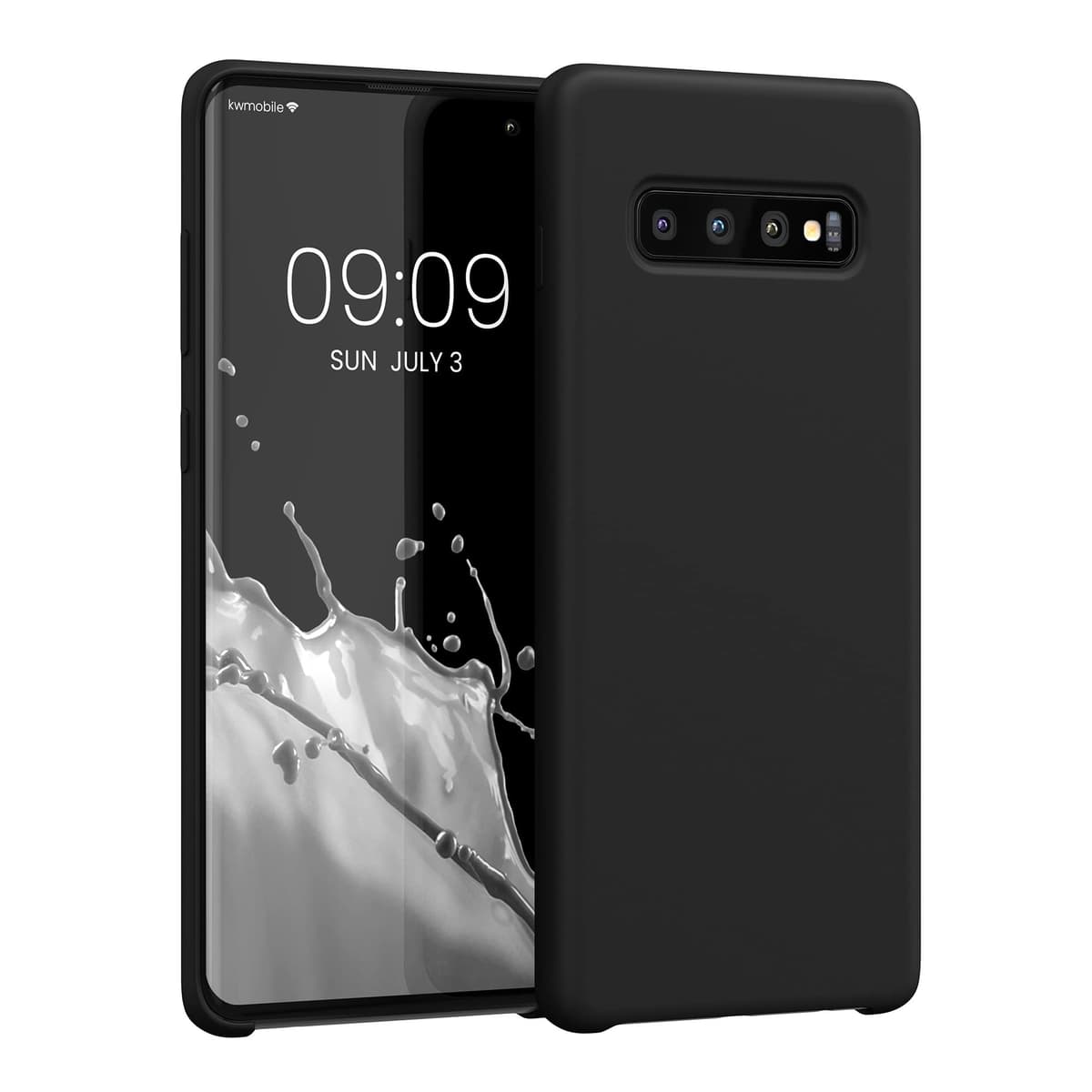 kwmobile Case for Samsung Galaxy S10 Plus / S10+ Case - Soft Cover - Shockproof Silicone - Wireless Charging Black Matte