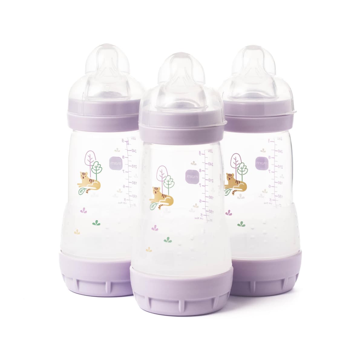 MAM Easy Start Anti-Colic Baby Bottles | 2 Pack (2 x 260ml) | Self-Sterilising Baby Milk Bottle | Medium Flow MAM Teat Size 2 | Newborn Essentials | Linen (Various Designs) — view 11