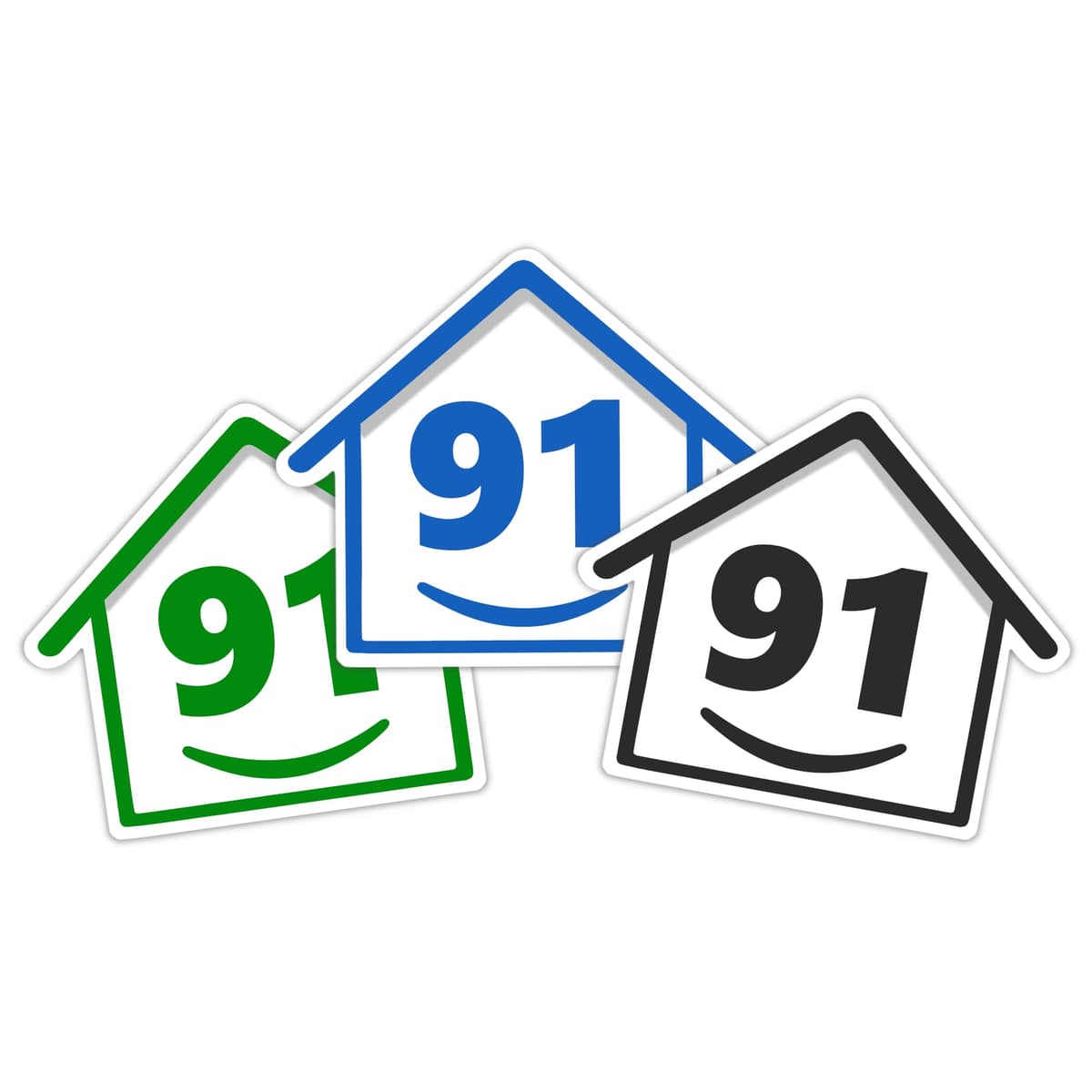 3 x Bin Numbers for Wheelie Bins, 1-99, 15cm ‘Happy House’ Colour Design Dustbin Stickers, Easy Application Stick On Number Stickers - Weatherproof Self Adhesive Vinyl – Blue, Black and Green (1) — view 12