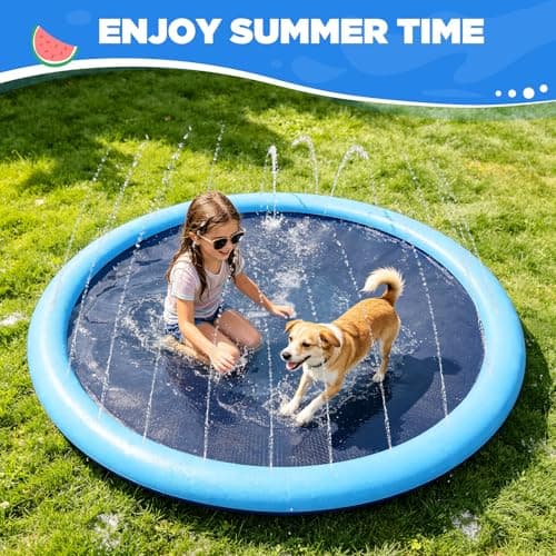WELIN 67" Splash Pad Sprinkler for Kids Dogs, Summer Swimming Non-Slip Kiddie Wading Pool, Thicken Splash Play Mat Outdoor Fun Backyard Garden Beach Water Game for Toddlers Boys Girls Ages 3+