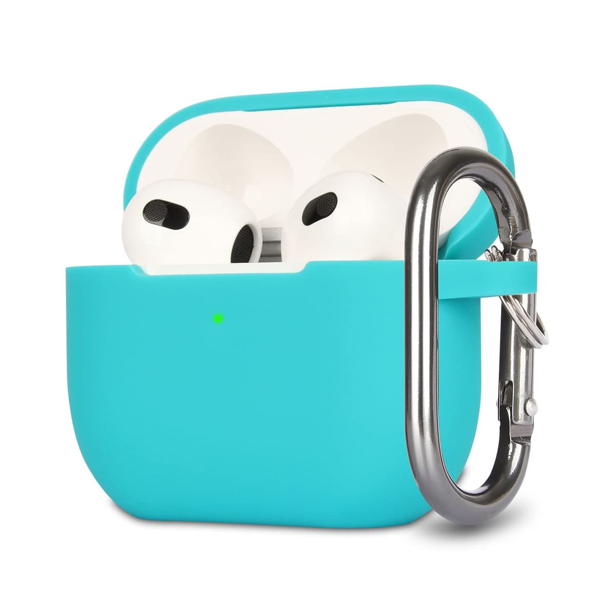 Funda de Silicona Compatible con AirPods 3, Anti-rasguños, Anti-Polvo, LED Frontal Visible, Funda Premium Silicona para AirPods 3.ª Generación (2021) con Mosquetón, Coral Orange — view 14