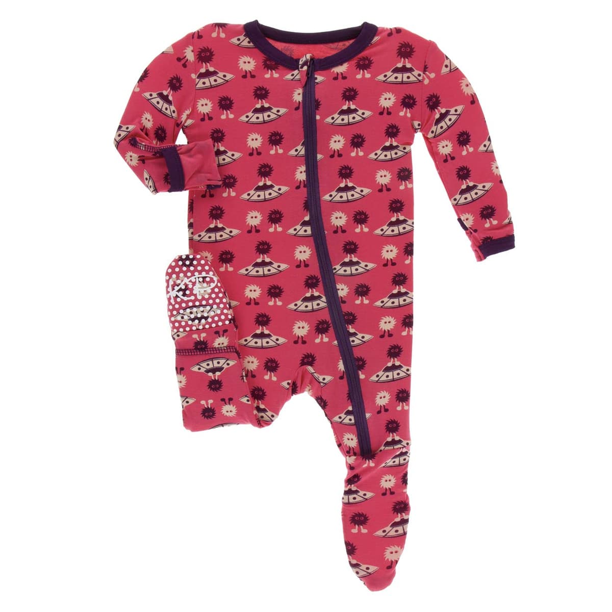 KicKee Pants Little Girls Basic Footie with Zipper - Lotus, 6-9 Months — view 35