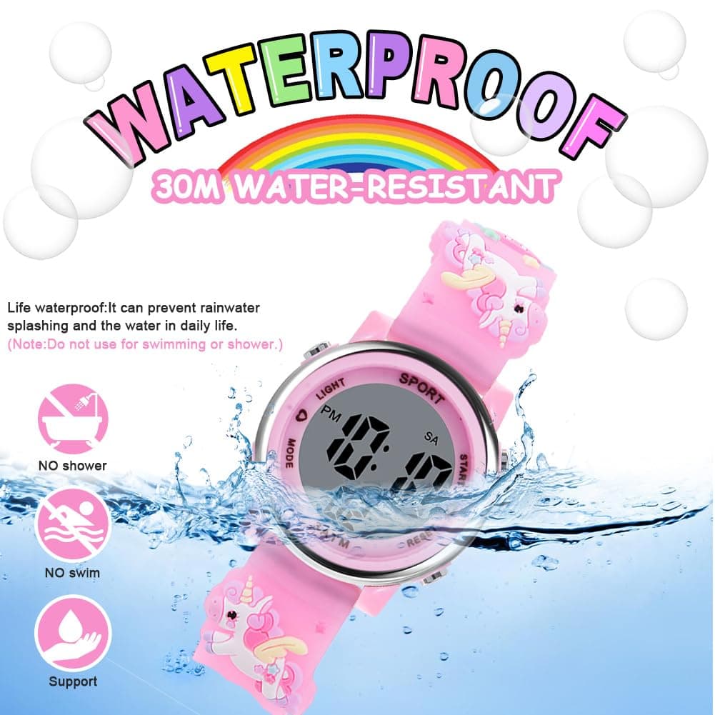 Vicloon Reloj Digital para Niños Niña, Luz Intermitente LED de 7 Colores Reloj de Pulsera Niña Multifunción, Reloj Unicornio Niña, Relojes Niñas Niños Digital para Niños de 3 a 12 años — view 5