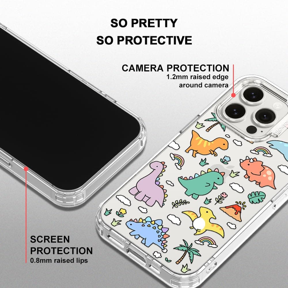 MOSNOVO Case for iPhone 15 Pro Max, [Buffertech 6.6ft Military-Grade Drop Protection] [Anti Peel Off Tech] Clear TPU Bumper Phone Case Cover Design - Dinosaur Land — view 4