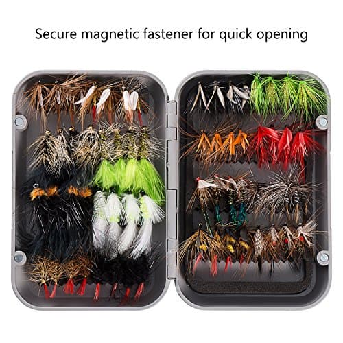 BASSDASH Fly Fishing Assorted Flies Kit, Pack of 64 pcs Including Dry and Wet Flies, Nymphs, Streamers, Terrestrials, Leeches and More, with Magnetic Fly Box — view 4