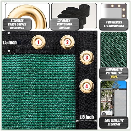 ColourTree 6' x 50' Green Fence Privacy Screen Windscreen Cover Fabric Shade Tarp Netting Mesh Cloth - Commercial Grade 170 GSM - Cable Zip Ties Included - We Make Custom Size — view 2