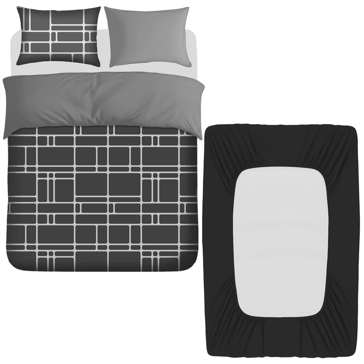 Pamposh 3 Pcs Single Duvet Cover Set with Matching Black Single Fitted Sheet 40 cm Extra Deep Pocket - UltraSoft Breathable Premium Microfibre Reversible Quilt Cover Bedding Set For All Seasons — view 71