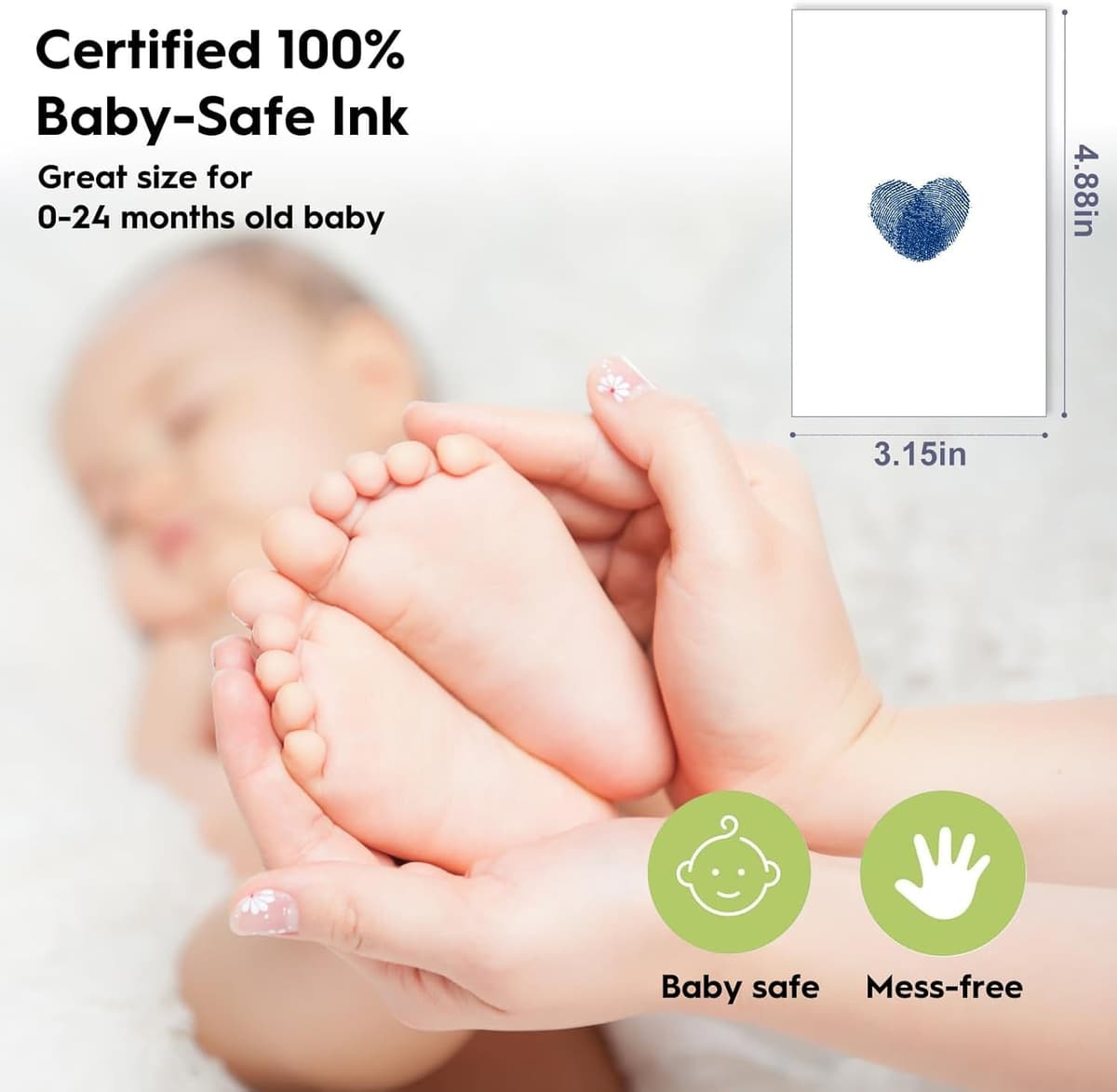 TATUNER Baby Hand and Footprint Kit Inkless - Mess Free Ink Pad, Paw Print Kit for Dogs and Cats, Safe Clean Touch Ink Pads for Newborn Handprints — view 13