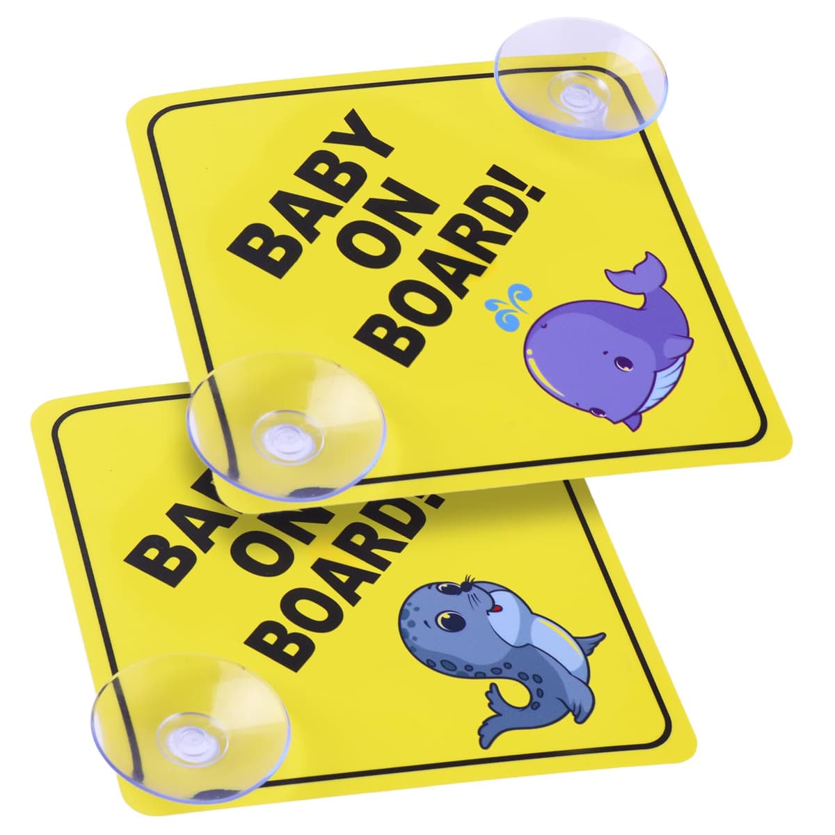Cobee Señales de coche "Bebé a bordo", 2 piezas de 12,7 cm x 12,7 cm, señales de seguridad con ventosas dobles, calcomanía reutilizable y duradera para bebé en el coche (Estilo-A) — view 10