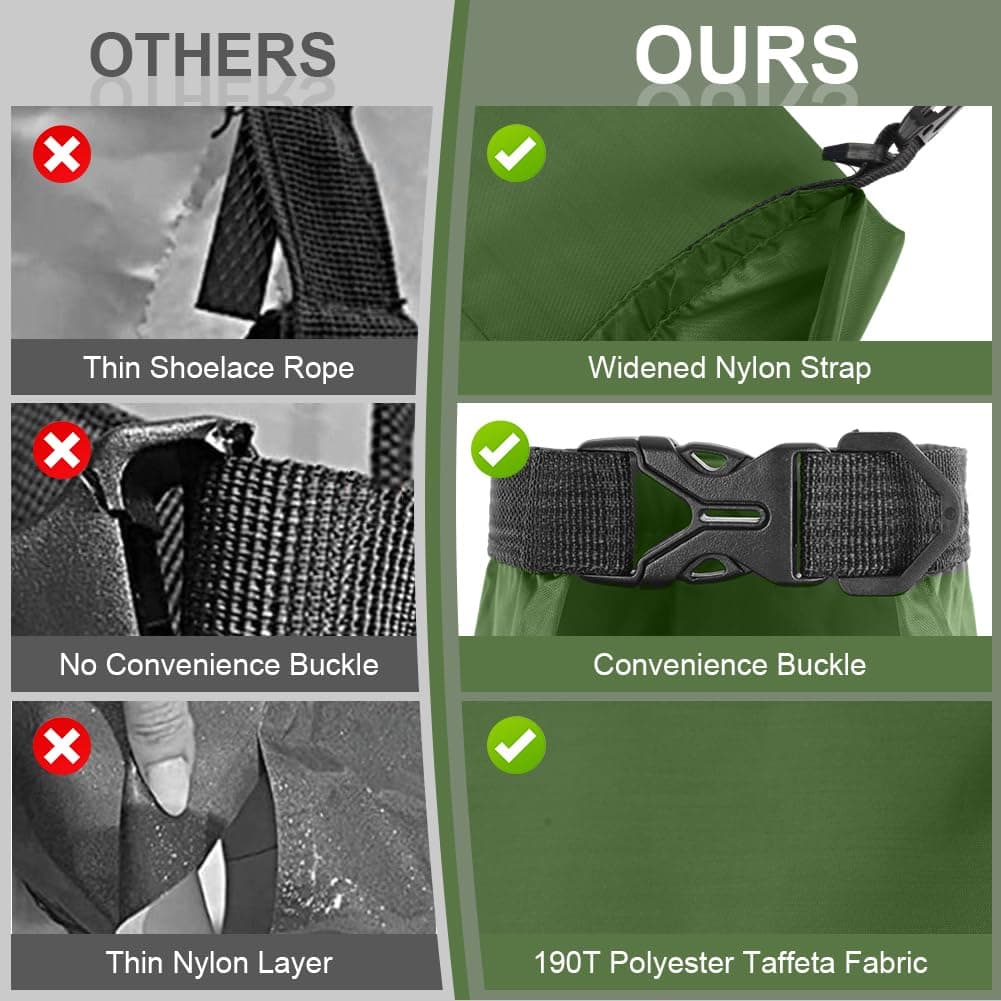 6 Piezas Bolsas Estancas Impermeable, 1.5/2.5/3/3.5/5/8L Bolsas Secas Ligeras, Bolsas Estancas Ligeras Portátil, para Kayak, Senderismo, Rafting, Camping, Pesca, Ciclismo(Verde) — view 5