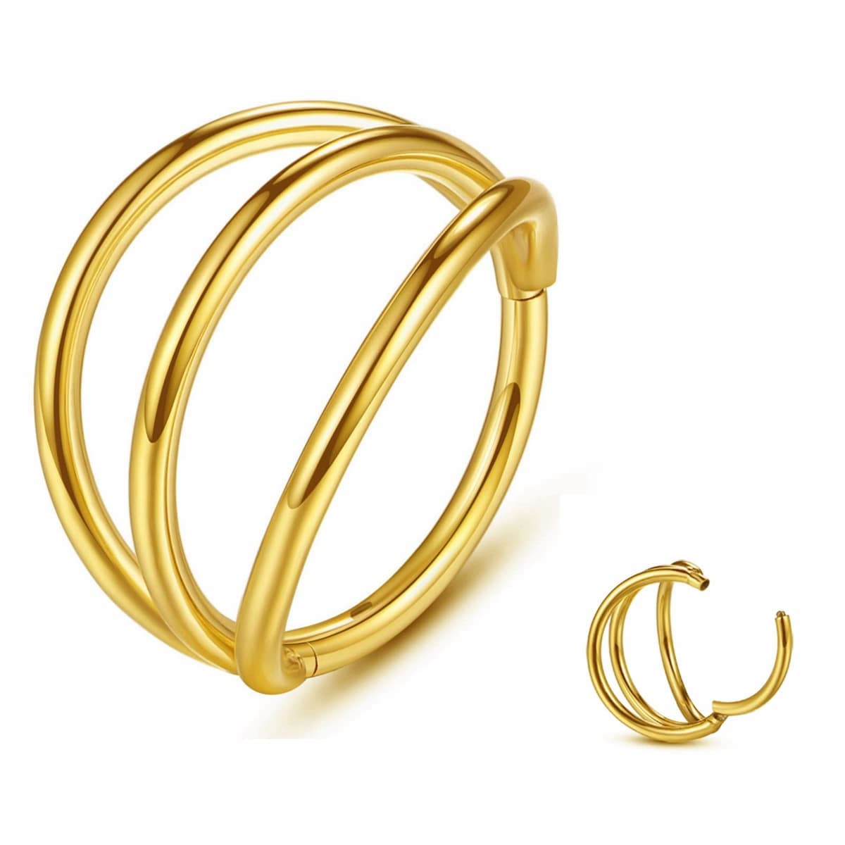 Yrogcu 20G 18G 16G 14G Single/Double Hoop Stainless-Steel Seamless-Hinged-Piercing Segment-Clicker Nose-Ring-Hoop : Diameter 6mm 8mm 10mm 12mm Cartilage Earrings — view 32