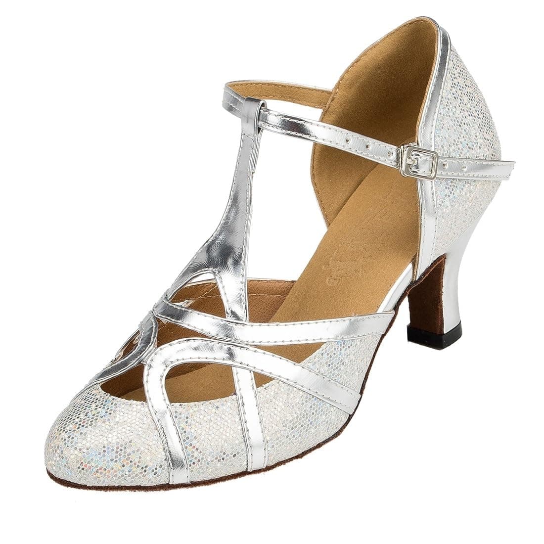 MGM-Joymod T-Starp - Zapatos de baile latino sintéticos con purpurina para mujer, para bodas, bailes de baile latino — view 26