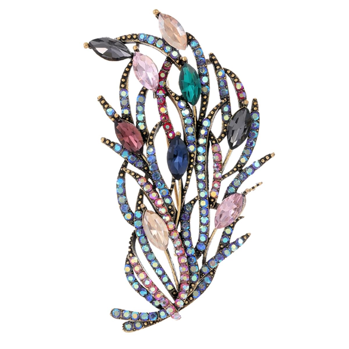 FAIRYGATE Anti Exposure Fixed Brooches Women Unisex Vintage Rhinestone Office Party Brooch Pins Lapel Pin Dress Suit Accessories Boutonniere