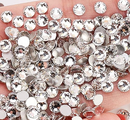Jollin 1440pcs Glue Fix Crystal Flatback Rhinestones Glass Diamantes Gems for Nail Art Crafts Decorations Clothes Shoes 4.8mm (ss20, Crystal)