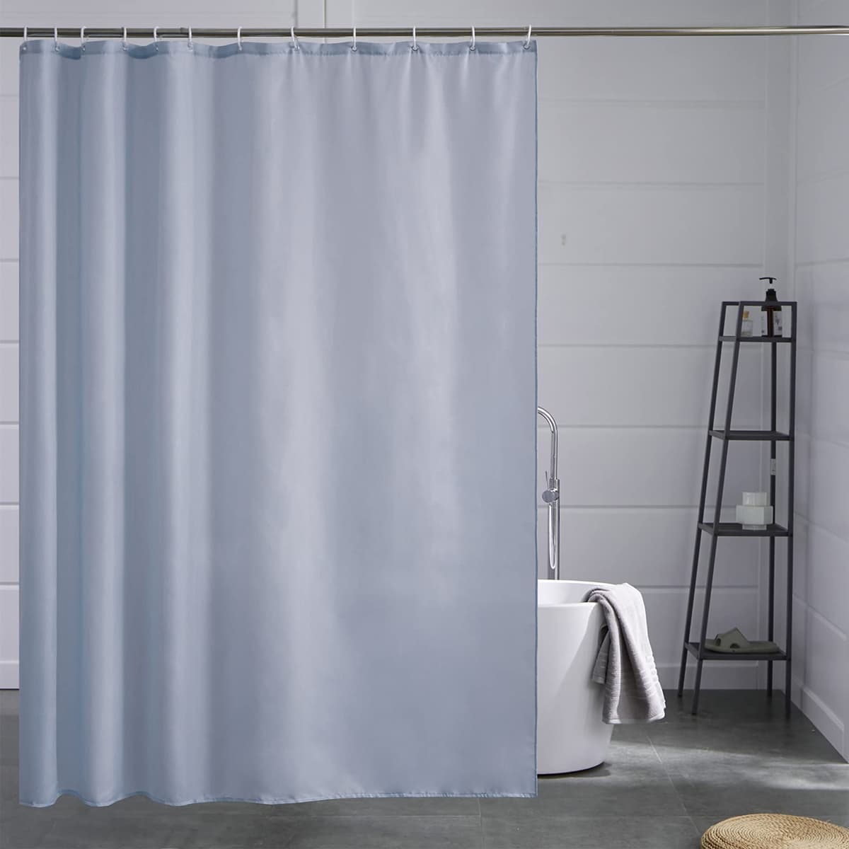 Furlinic Cortina Ducha 200x200cm Antimoho Impermeable Lavable Blanco Tela Poliéster Grandes Cortinas de Baño con 12 Aros de Cortina Ducha. — view 140