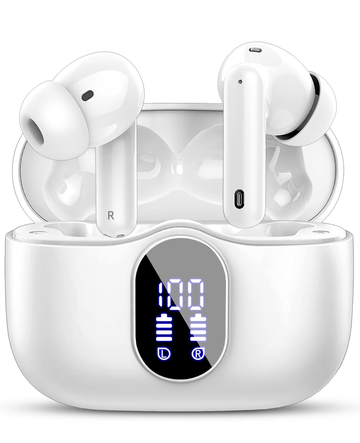 Btootos Auriculares Inalámbricos, Bluetooth 5.3 con HD Micrófono HiFi Estéreo Pantalla LED, Reducción de Ruido, 13 mm Controlador dinámico, IP7 Impermeable 36H Cascos Inalambricos — view 13