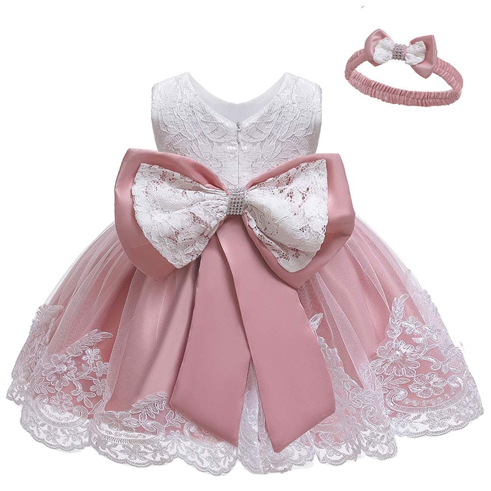 LZH Baby Girls Flower Wedding Dress Toddler Birthday Party Pageant Baptism Christening Tutu Gown Bowknot Dress — view 11