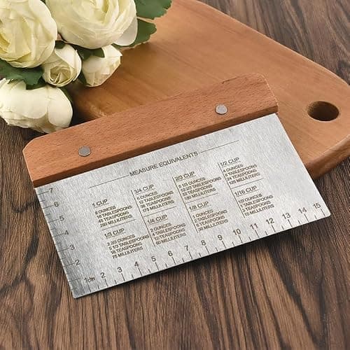 BOORIKA Dough Scraper & Bench Scraper Kitchen – Stainless Steel Sourdough Tools – Dough Cutter for Sourdough Bread, Pizza, and Flat Top Griddles – Chef Approved (Light) — view 6