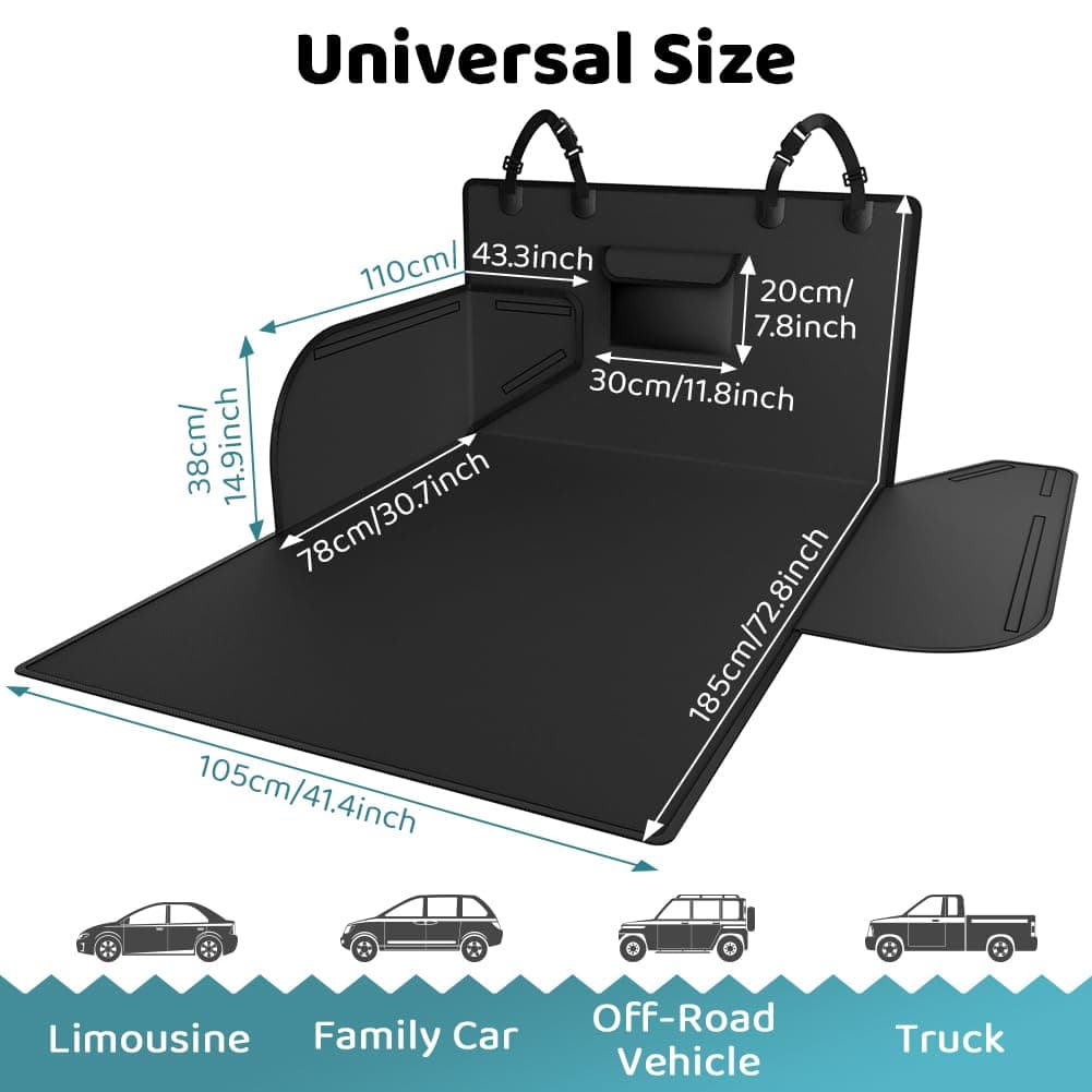 KYG Protector Maletero Coche Universal Impermeable y Resistente Protector Maletero con Protección Lateral Funda Maletero Fácil de Limpiar para Coches, SUVs y Camiones, 185 * 105 * 38cm - Negro — view 2