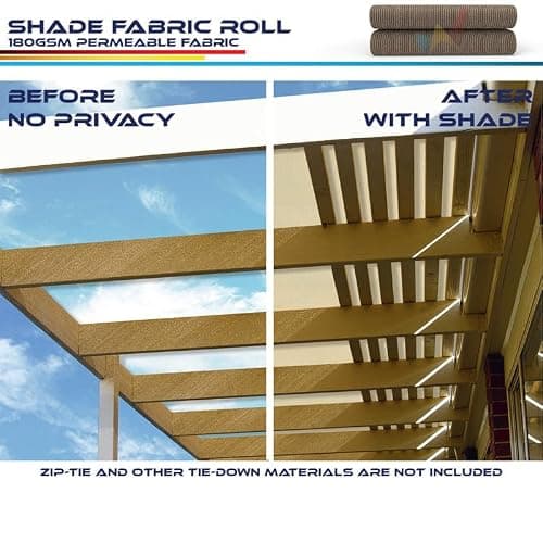 Windscreen4less 8'x50' Sun Shade Fabric Roll Shade Cloth Cover Wind Screen UV Block for Outdoor Pergola Patio Backyard Garden Greenhouse, Brown — view 2