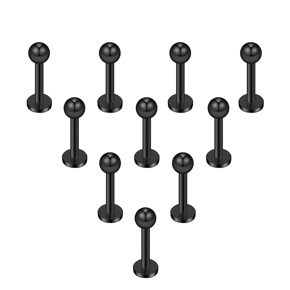 Briana Williams 10pcs 1.2mm 316L Acero Inoxidable Labret Labio Piercing Tragus Helix cartílago Pendiente Barbell Stud, 6-8 mm Longitud de la Barra — view 14