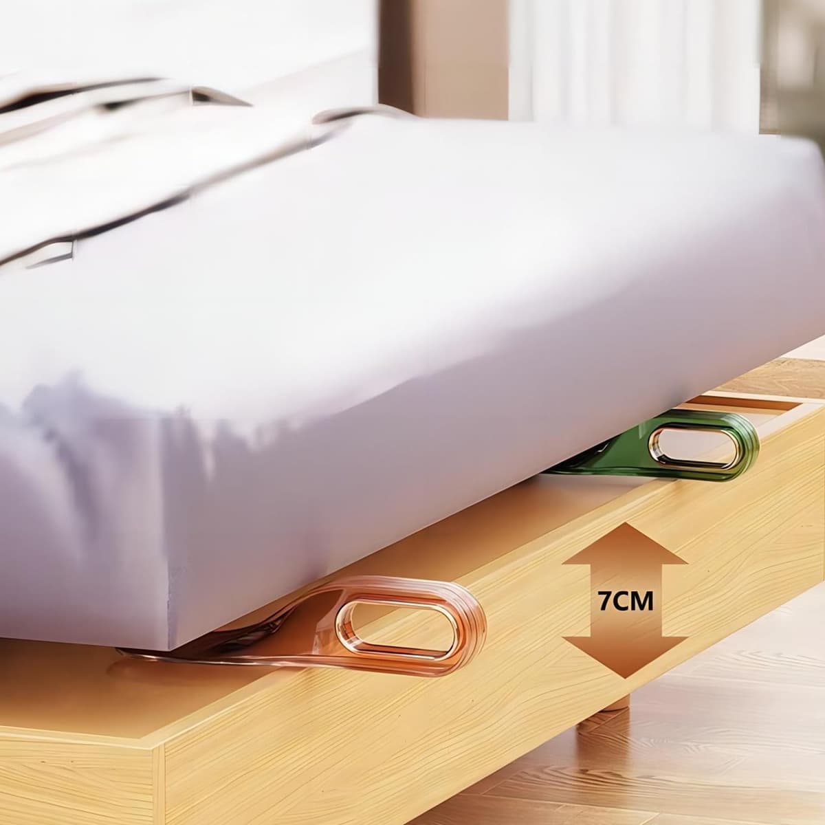 2 Piezas Herramientas para Levantar colchones, Herramienta para Doblar sábanas, Elevador de colchón Easy Lifters, Organizador de sábanas y Colchones Accesorios para Cambiar Sábanas (Naranja, Verde) — view 4