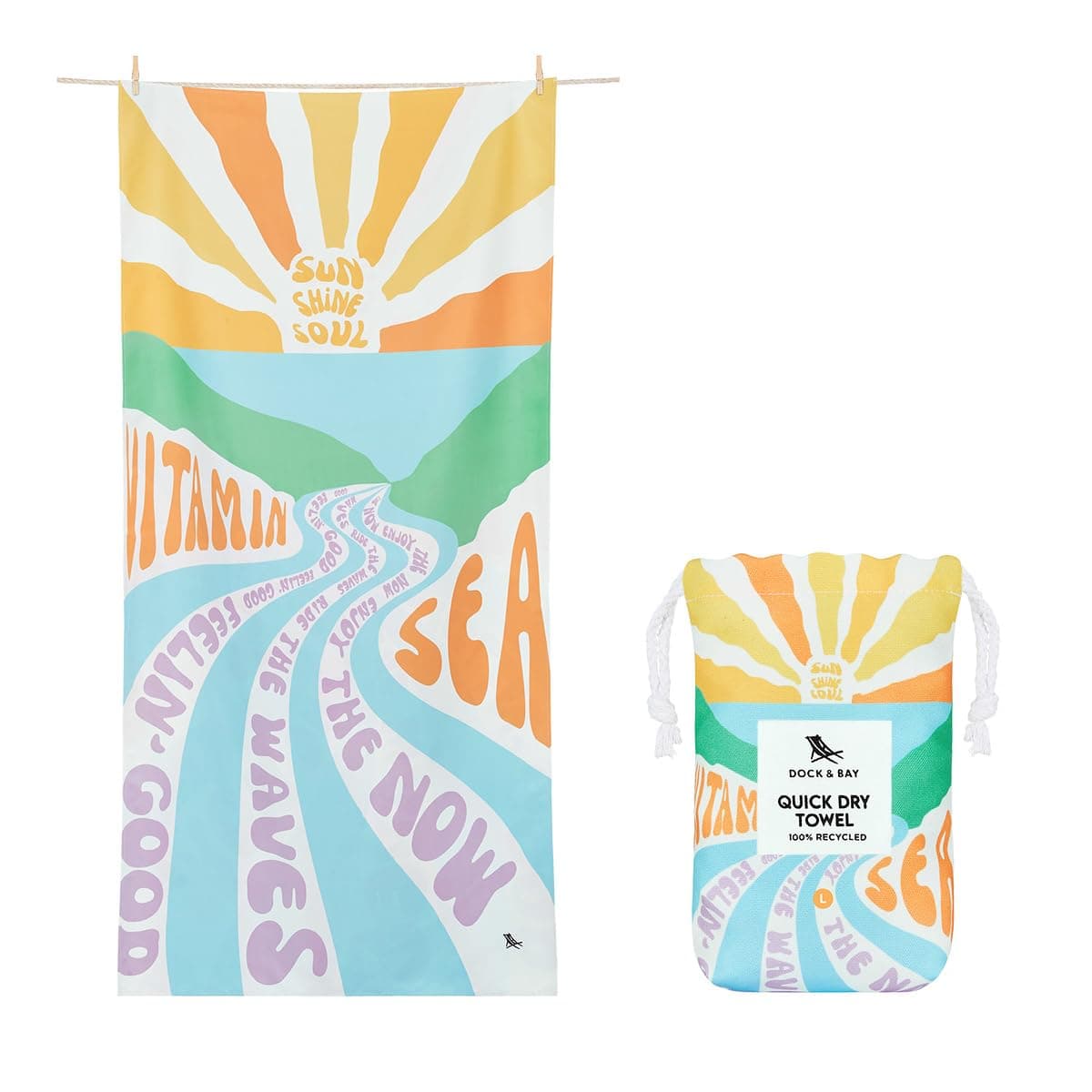 Dock & Bay Beach Towel - Quick Dry, Sand Free - Compact, Lightweight - 100% Recycled - Includes Bag - Cabana - Whitsunday Blue - Large (160x90cm, 63x35) — view 14