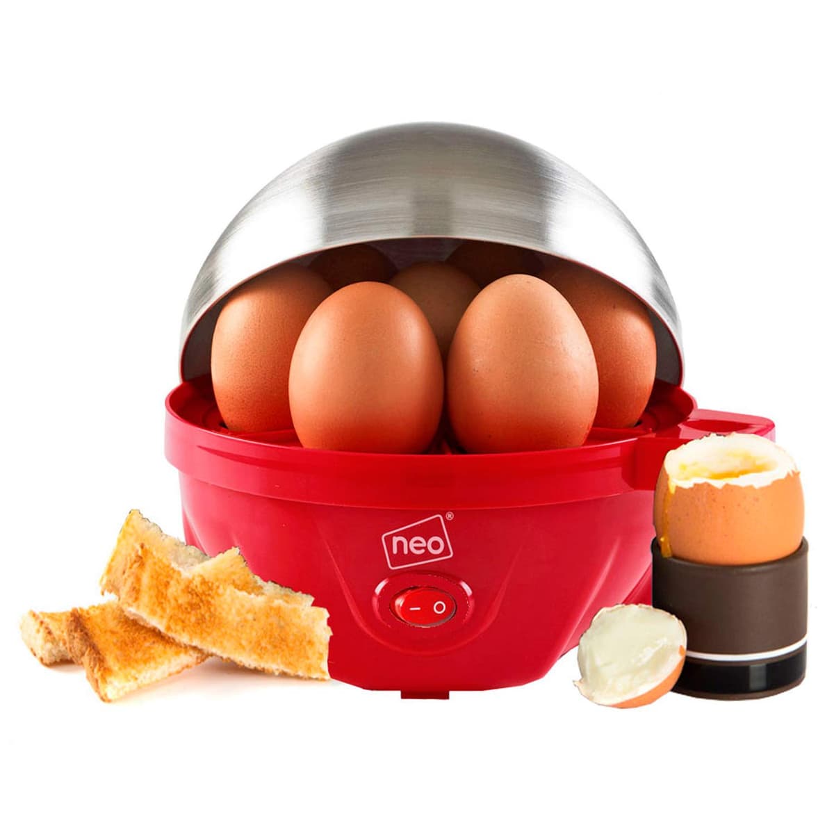Neo 3 in 1 Durable Kitchen Electric Egg Cooker, Boiler, Poacher Poached Boiled & Omelette Maker Metal Machine Steamer with Timer (Black and Silver) — view 10