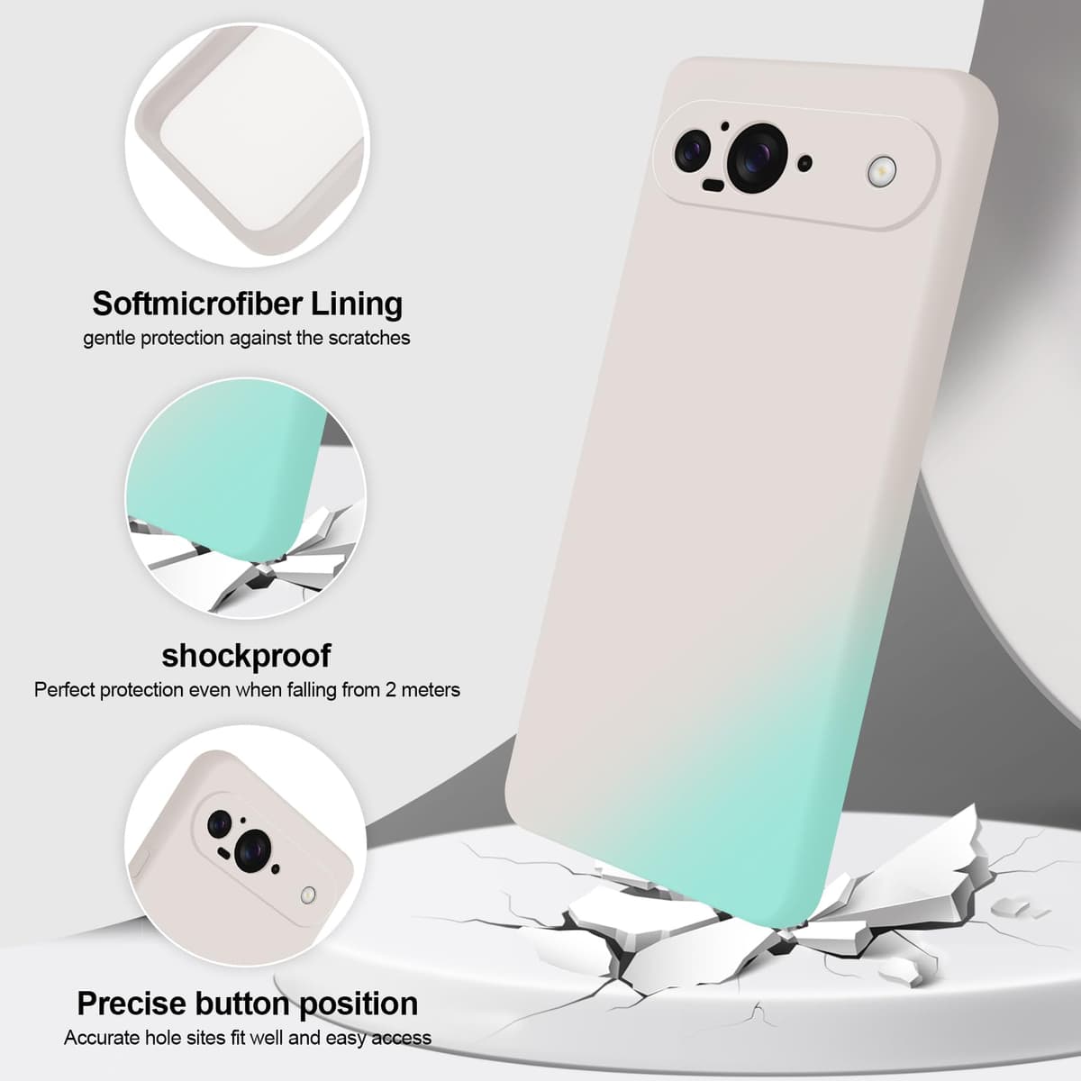 GiiYoon Funda para Google Pixel 9, Case de Silicona Suave de TPU Carcasa Protector de Goma Fexible Prueba Liviano y a Delgado de Golpes Antirrayas para Teléfono (Blanco) — view 2