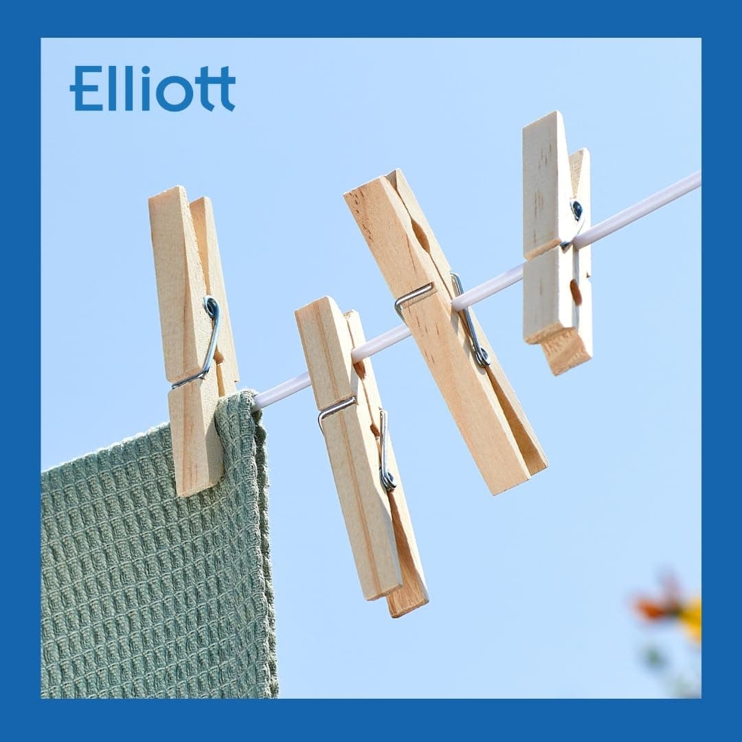 Elliott Hardwood Clothes Pegs with Metal Coil Spring for Firm Grip, Contoured to Prevent Leaving Marks on Clothing, This Pack Include 36 Pegs Ideal for Outdoor and Indoor Use — view 6
