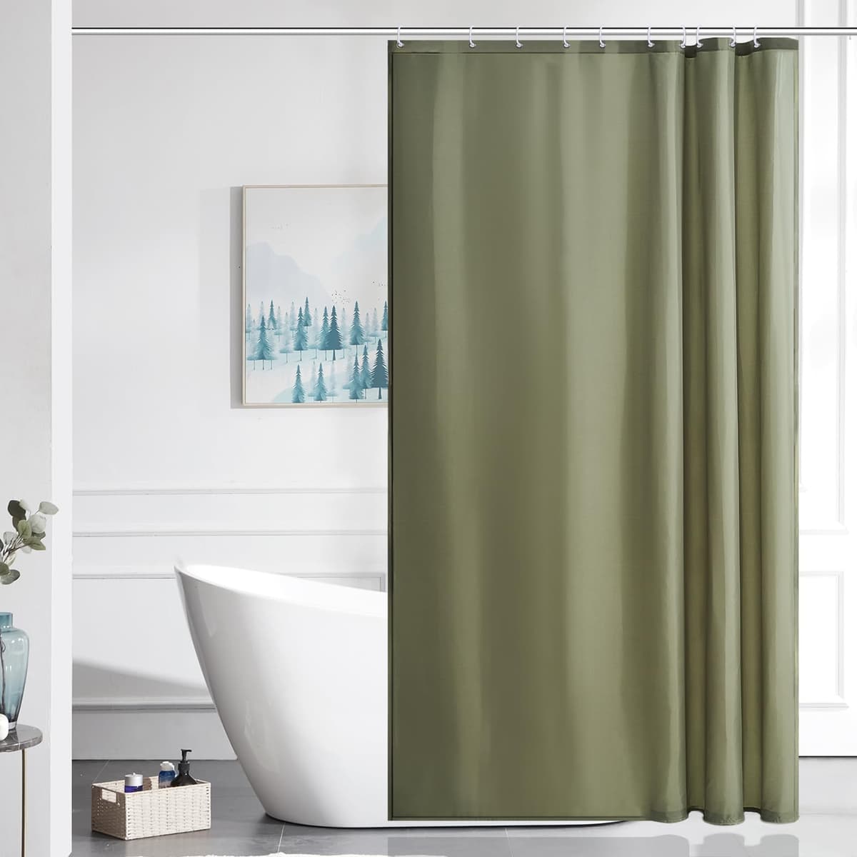 Furlinic Navy Shower Curtain Anti Mould Resistant Waterproof Bathroom Curtains Washable Polyester Fabric 90x180cm with Weight Tape for Bath Wet Room 35x72 Inch. — view 97