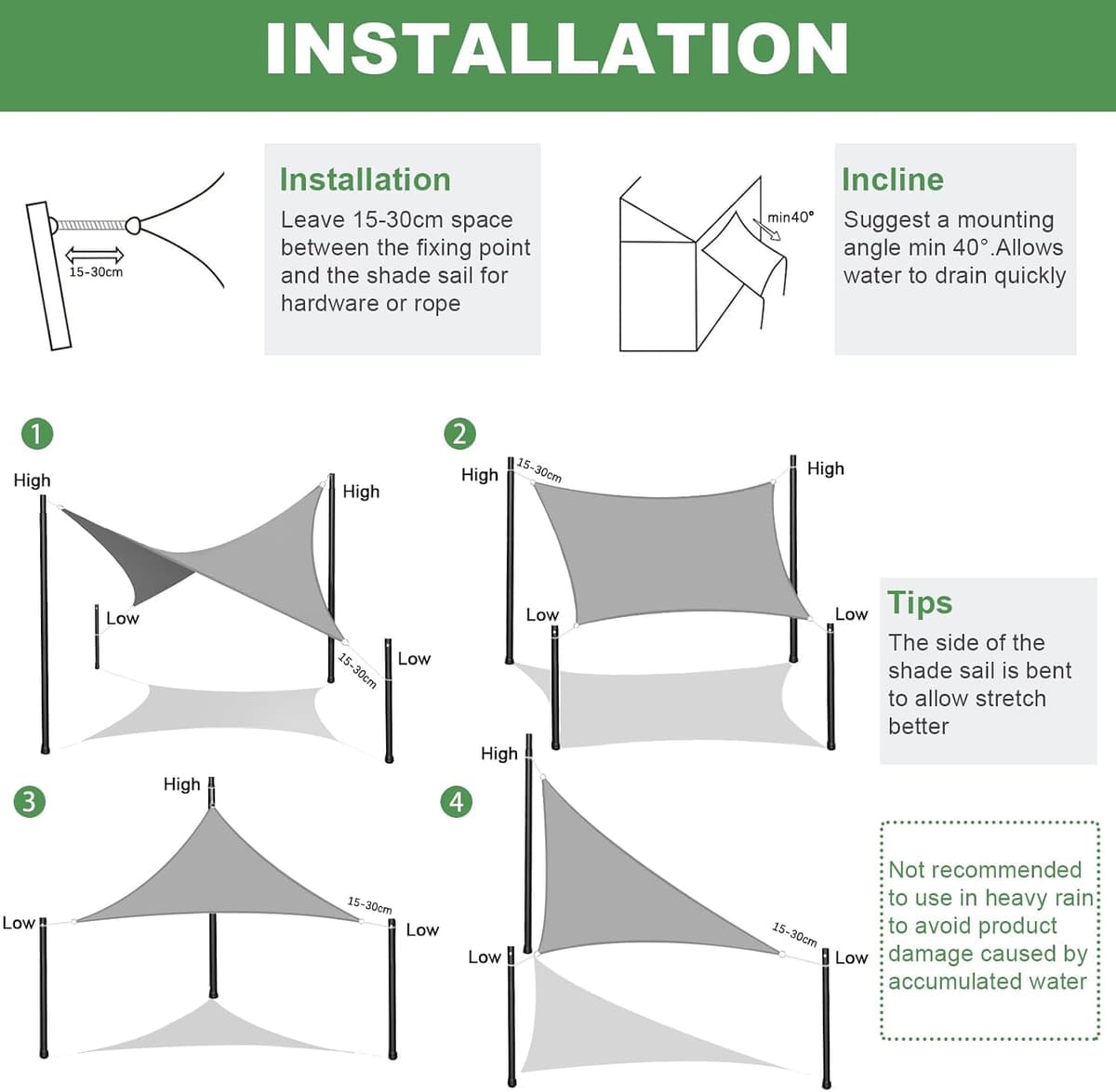 AXT SHADE Sun Shade Sail Waterproof 2.5x2.5m Square UV Block Canopy Awning for Patio Outdoor Garden Backyard -Anthracite — view 4