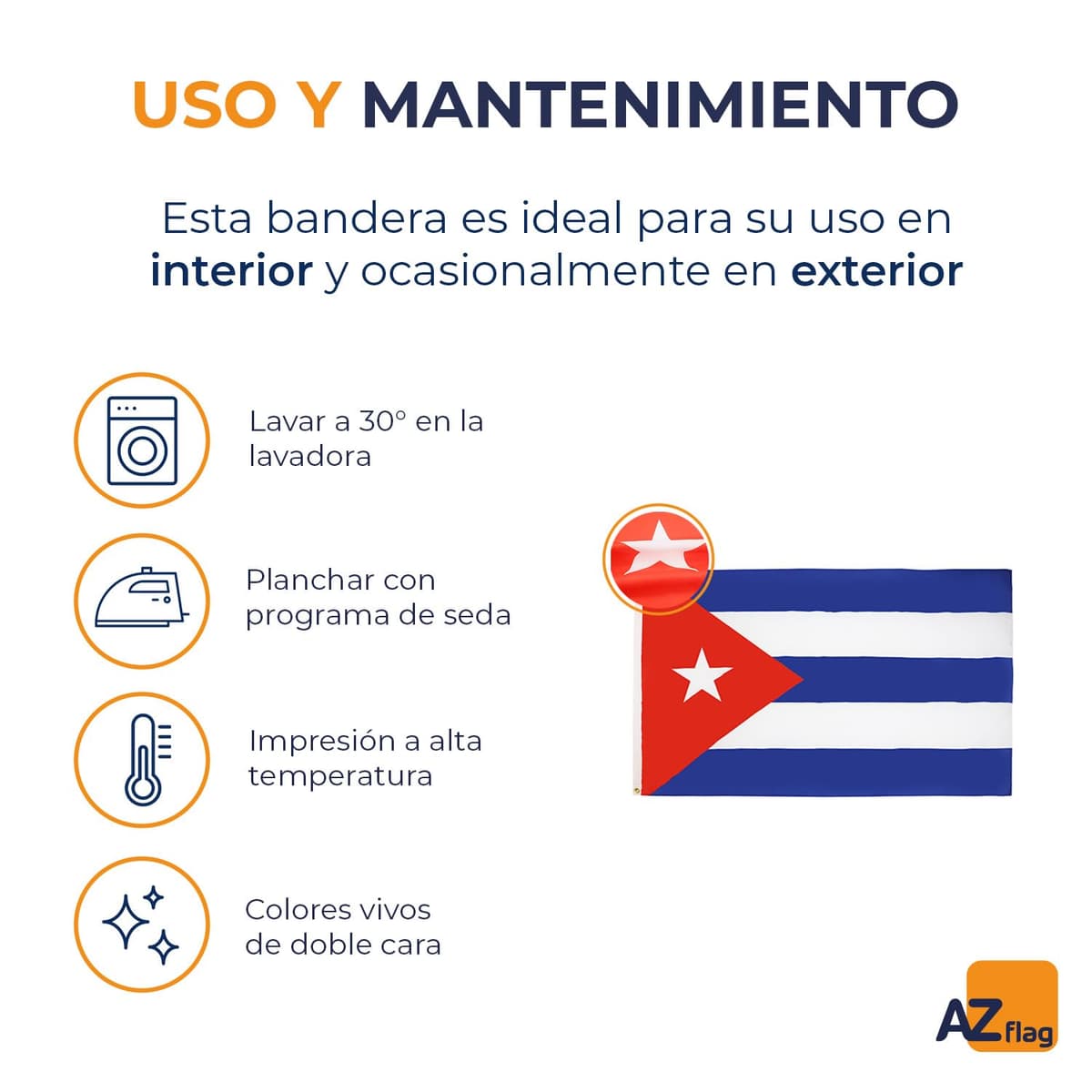 AZ FLAG - Bandera Cuba - 150x90 cm - Bandera Cubana 100% Poliéster Con Ojales de Metal integrados - 110g — view 5