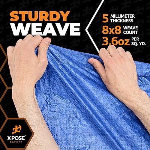 Better Blue Poly Tarp 6' x 8' (2-Pack) - Multipurpose Protective Cover - Lightweight, Durable, Waterproof, Weather Proof - 5 Mil Thick Polyethylene - by Xpose Safety — view 5