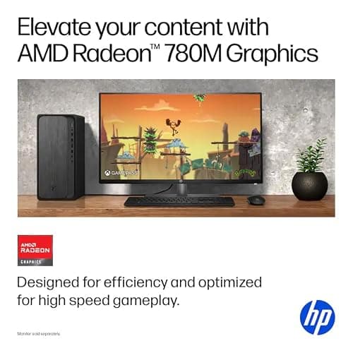 HP Secure & Productive Business Tower Desktop, AMD 8-Core Ryzen 7(Beat Intel Core i9-11900K), 16GB DDR5 RAM, 1TB Storage(512GB SSD & 500GB HDD), HDMI + DP, RJ-45, USB-C, Windows 11 Pro — view 3
