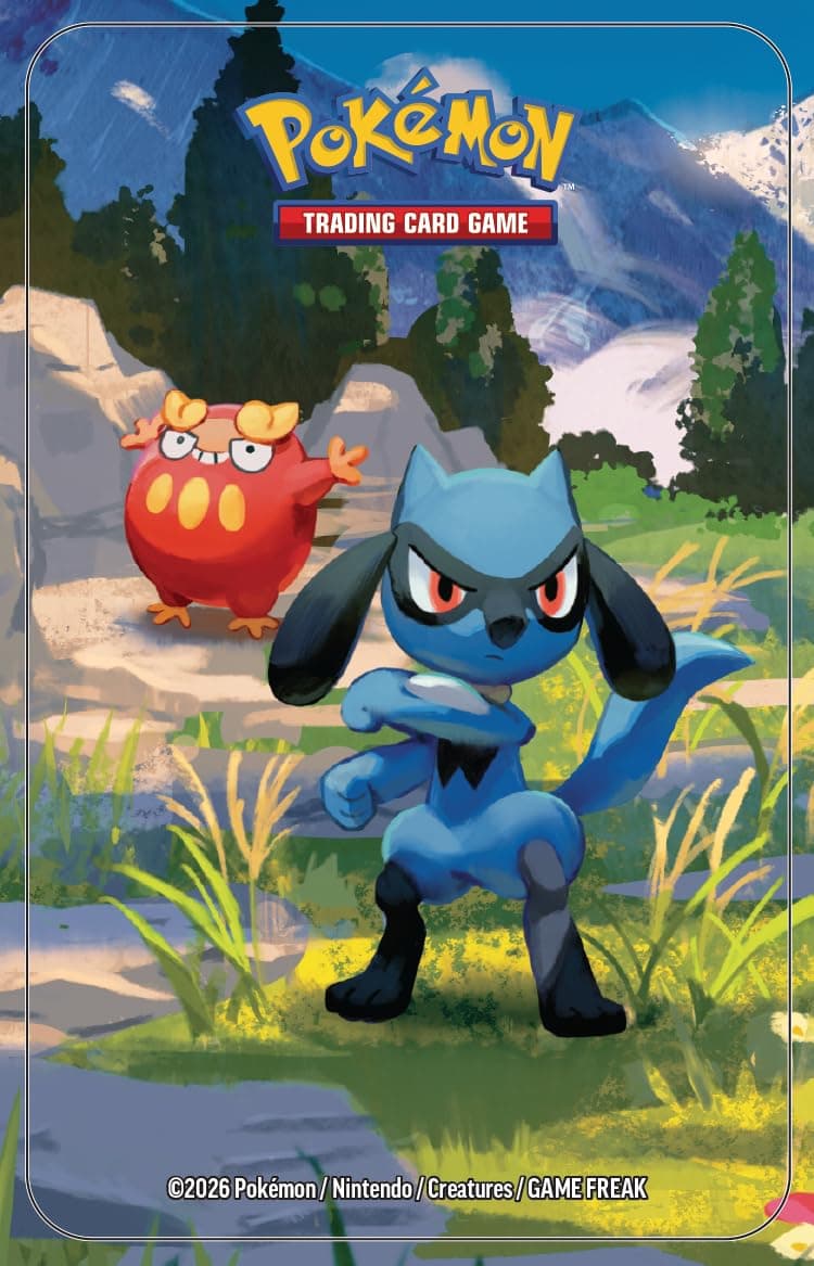 Pokémon: Minilata Megaevolución-Héroes Ascendentes: Riolu y Darumaka (1 Pegatina, 1 Tarjeta Pokémon ilustrada y 2 Sobres de Mejora) — view 5