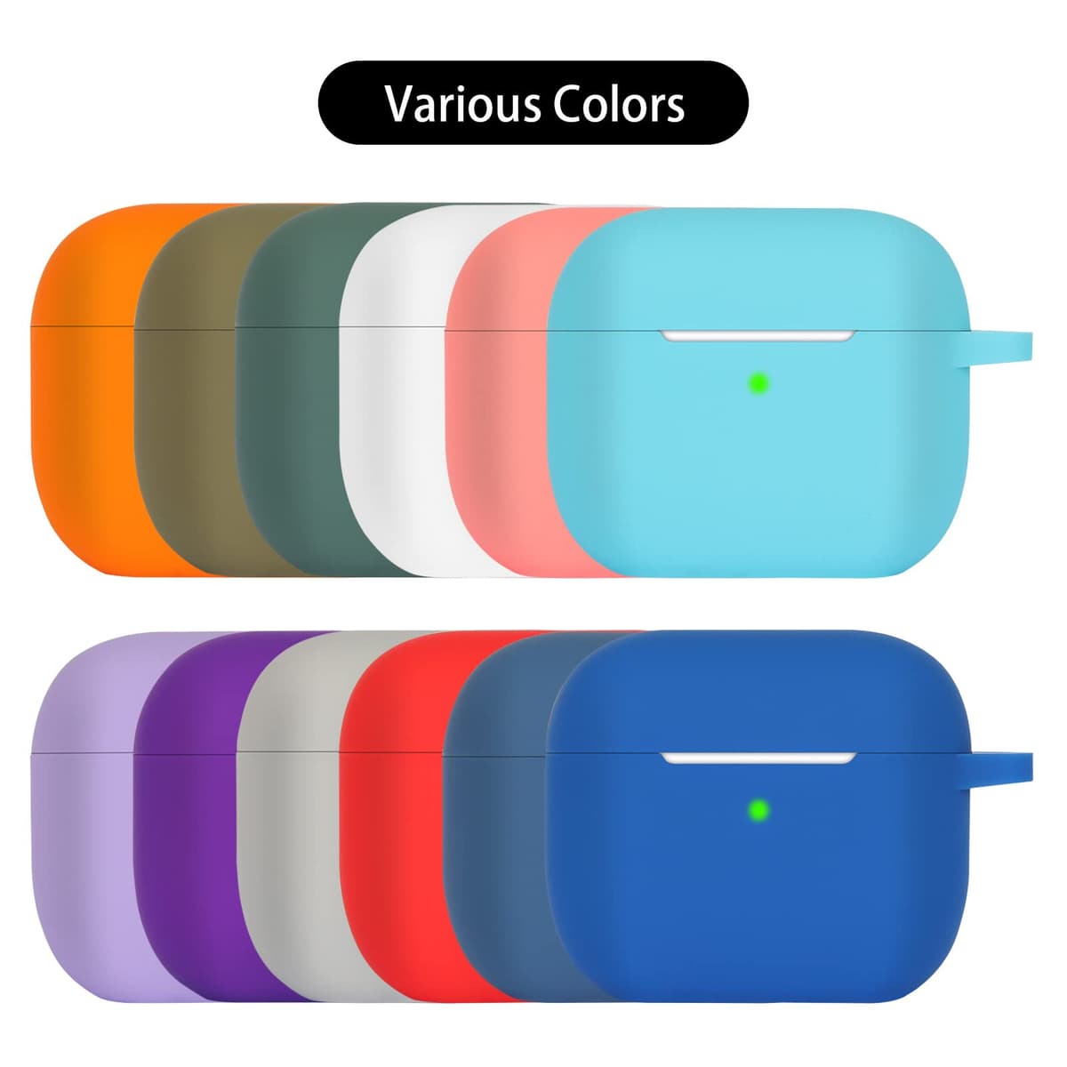 Funda de Silicona Compatible con AirPods 3, Anti-rasguños, Anti-Polvo, LED Frontal Visible, Funda Premium Silicona para AirPods 3.ª Generación (2021) con Mosquetón, Coral Orange — view 5