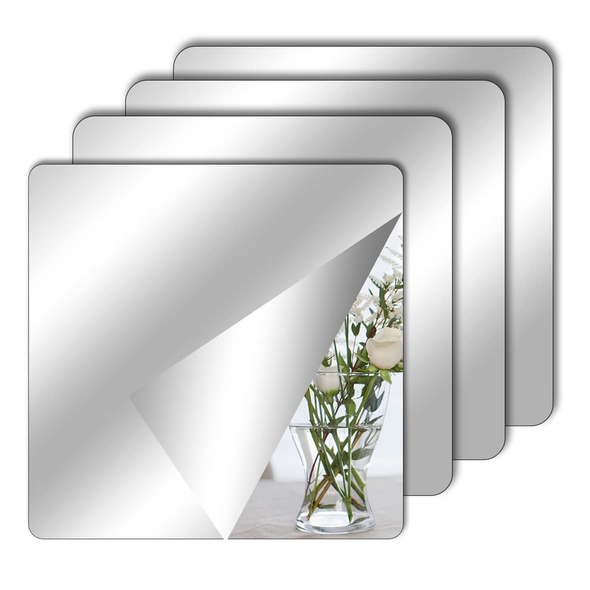 TSLBW 4 Pack Self Adhesive Mirror Stickers 40x30cm Acrylic Mirror Sheets for Wall School Home Livingroom Bathroom Bedroom Decor — view 8