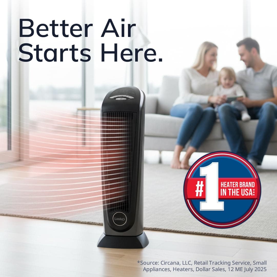 Lasko 1500W Ceramic Tower Space Heater with Remote, Thermostat, Timer & Widespread Oscillation, Portable Electric Heater for Indoor Use, Bedroom & Living Room, 751320 — view 2