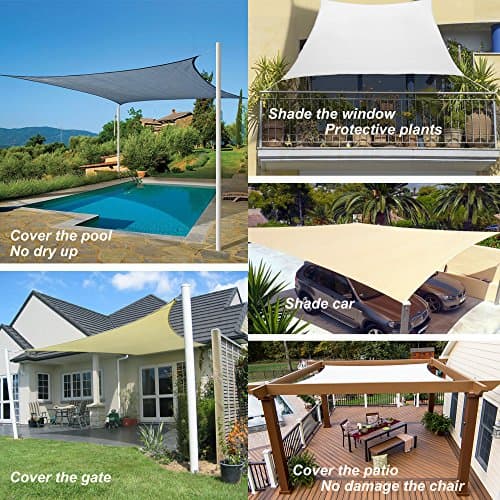 Outdoor Sun Shade Sail Canopy,10' x 14' Rectangle Shade Cloth UV Block Sunshade Fabric - Patio Cover Awning Shelter for Pergola Backyard Garden Yard (Grey Color) — view 6