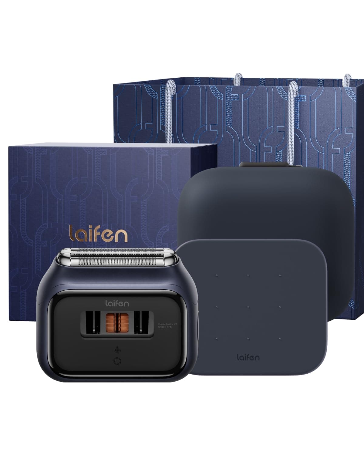 Laifen P3 Pro Afeitadora Eléctrica, Motor Lineal 12000 CPM, 100 Min y Carga Rápida, Set Regalo con Caja, Estuche de Viaje, Bolsa de Regalo y Base Antideslizante, Uso en Húmedo y Seco (Azul Real)