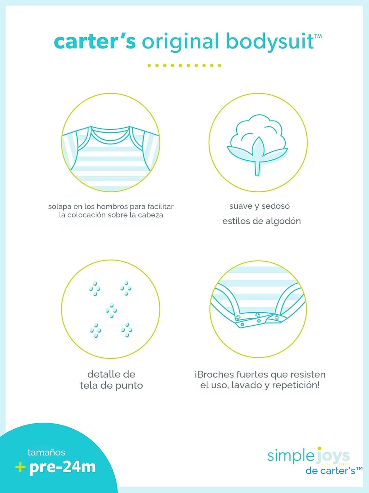 Simple Joys by Carter's Short Sleeve Bodysuit Body Bebé-Niños (Pack de 6) — view 7