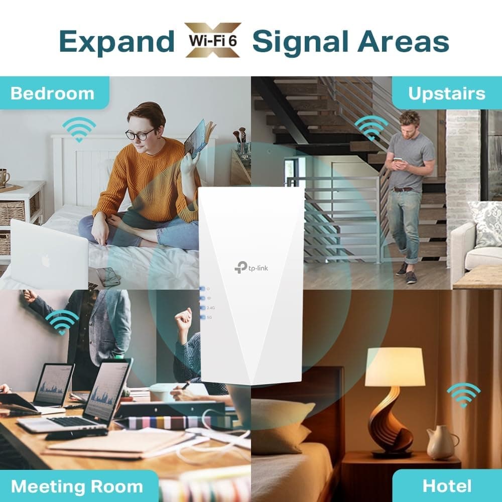 TP-Link RE700X WiFi 6 AX3000Mbps WiFi Extender Booster, Internet Booster, Gigabit Ethernet Port, WiFi Booster Range Extender, EasyMesh, Access Point, WiFi Repeater, App Control Easy Setup, UK Plug — view 4
