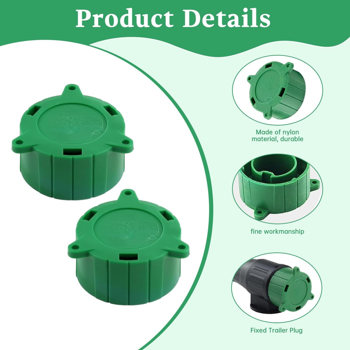 Heyung 2PCS 13 Pin Alignment Tool,Trailer Caravan Conversion Cap,Protecting Towing Adaptor,13 Pin Realignment Tool Dust Cap for Caravan Conversion Cap for Plugging and Parking Socket(Green) — view 3