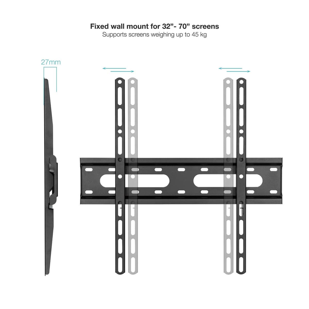 TOOQ LP1072F-B - Soporte Fijo de Pared para Pantallas 32"-70", Negro — view 2