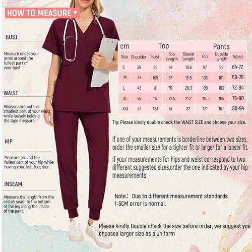 YIJU Female Scrub Set Nurse Workwear V Neckline Professional Machine Washable Top and Joggers Pant Work Clothing for Beauty Center, Navy Blue, S — view 4