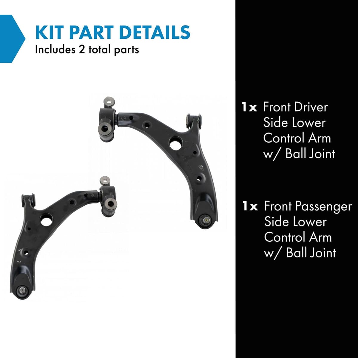 TRQ Front Lower Driver and Passenger Side Control Arm and Ball Joint Set 2 Piece Compatible with 2014-2018 Mazda 3 2014-2018 3 Sport — view 2