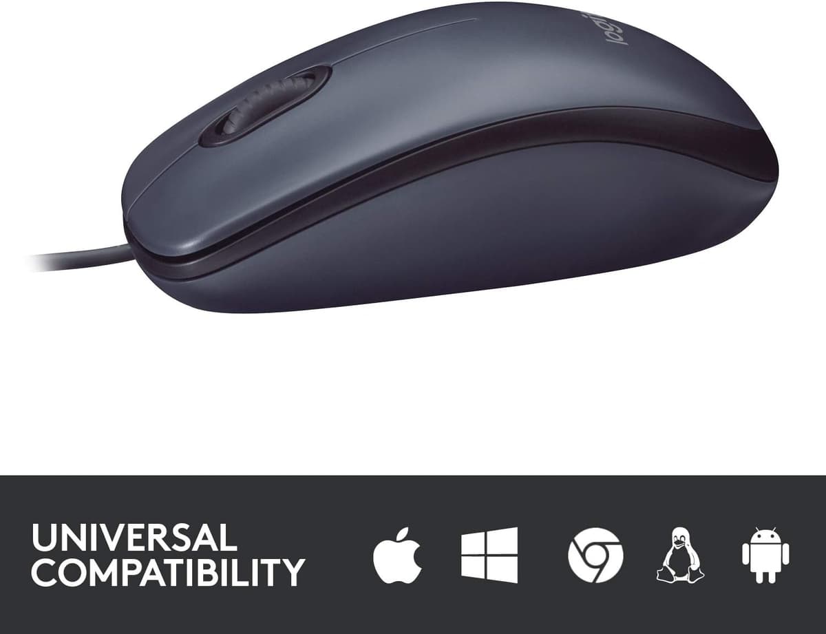 Logitech B100 Wired USB Mouse, 3-Buttons, Optical Tracking, Ambidextrous PC / Mac / Laptop - Black — view 4