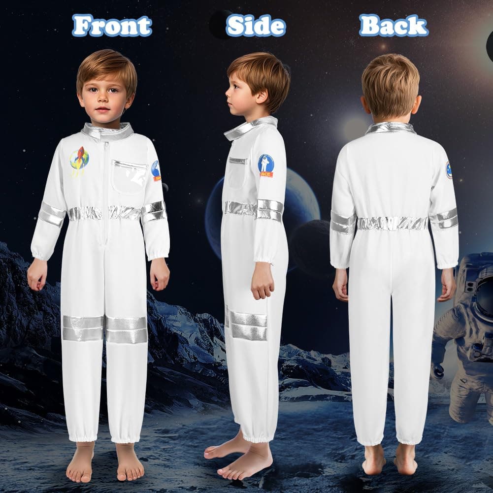 Aomig Disfraz Astronauta Niño, Disfraz de Astronauta Niño con Casco Astronauta, Traje Astronauta Niño, Regalo para Niño 4-8 Años para Fiesta Carnaval Halloween Cosplay — view 3