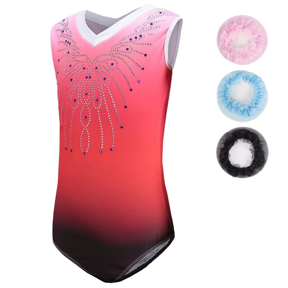 Sinoem Leotardos de gimnasia para niñas, manga larga, sin mangas, color degradado, brillante, para baile, ballet, gimnasia, atletismo, para niñas pequeñas — view 12